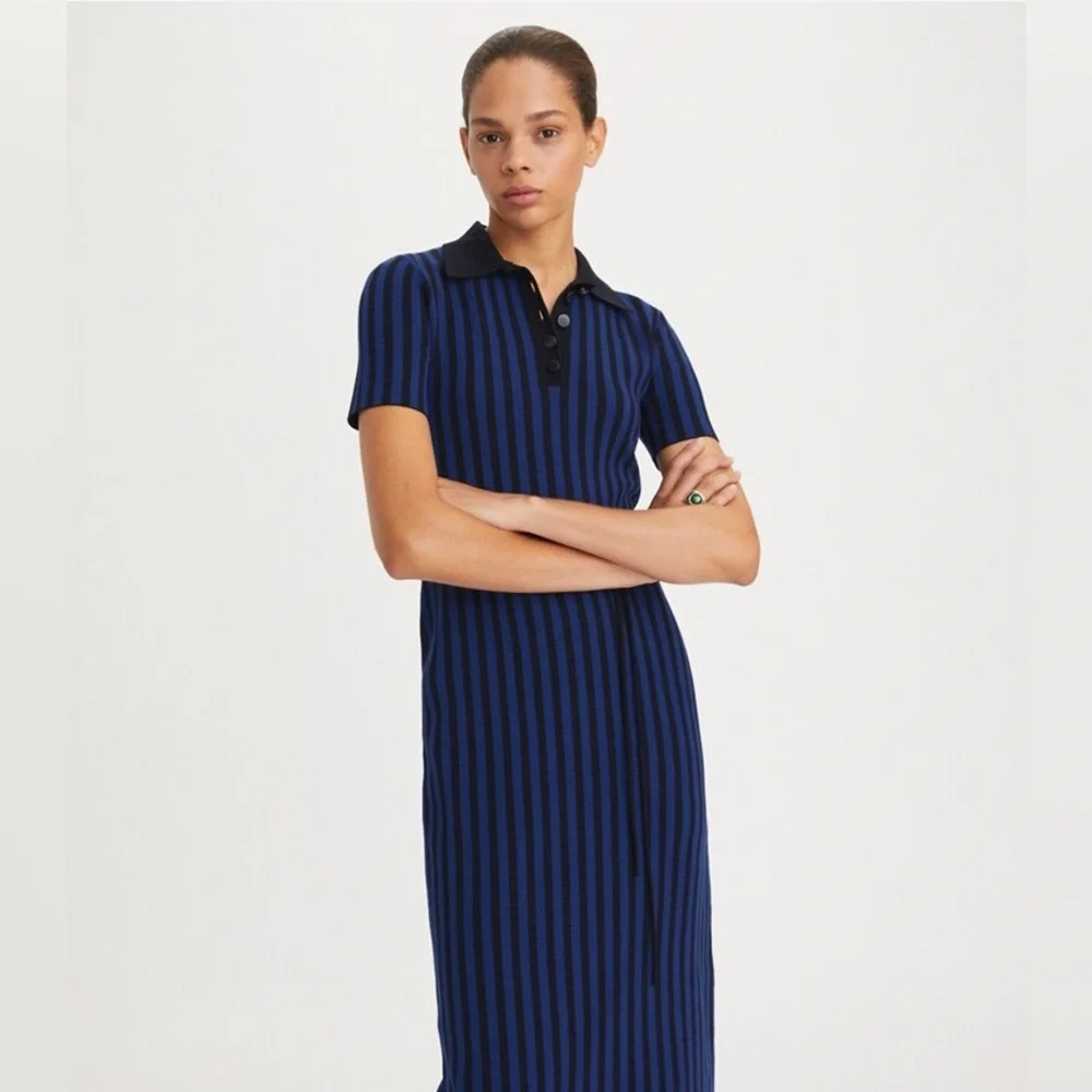 NWT $498 Tory Burch Vertical Stripe Midi Dress